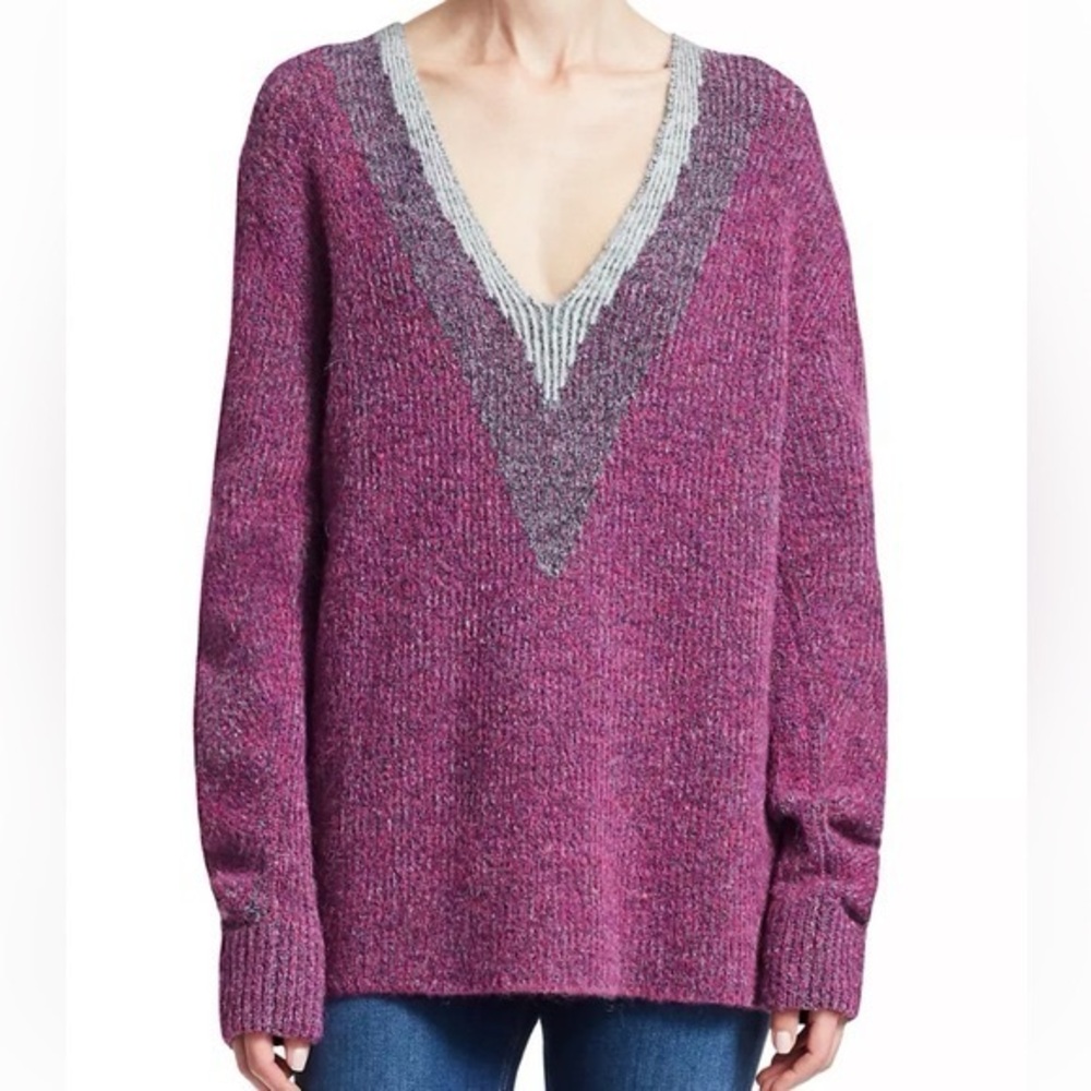 rag & bone Magenta V-Neck Jonie Sweater